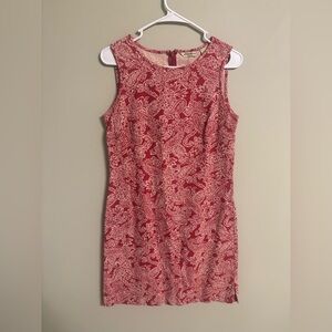 Eddie Bauer Dress Size Medium Red Canvas Paisley  Sheath Sleeveless Timeless